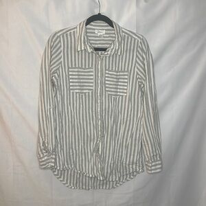 Japna 100% cotton button down stripe shirt (L)